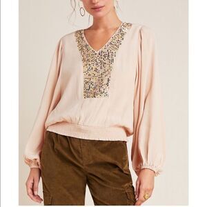 New Anthropologie Maeve Kristie Sequin Blouse Medium #119